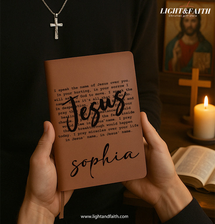 Personalized Christian Journal with Powerful Prayer Message, Custom Name Prayer & Faith Notebook, Religious Gift, First Communion Gifts, Birthday. NBLAF30